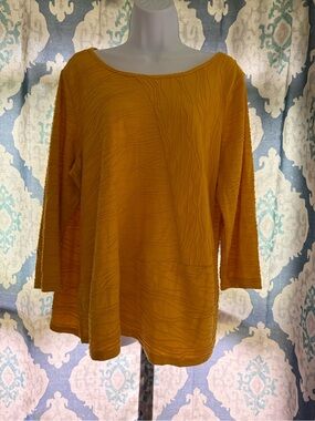 Kim Rogers Golden Rod Yellow Textured Tunic Top XL